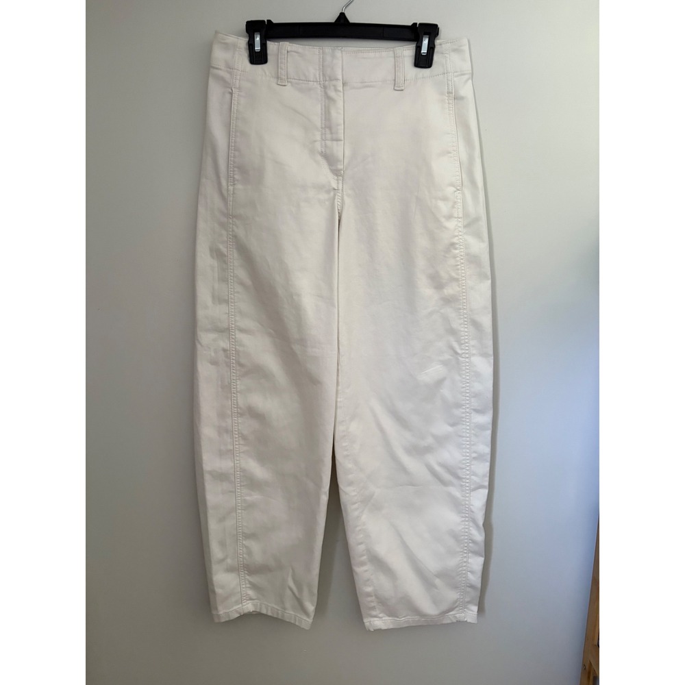 Ann Taylor Weekend Collection‎ Seamed Barrel Ankle Pants Winter White Size 4 NWT